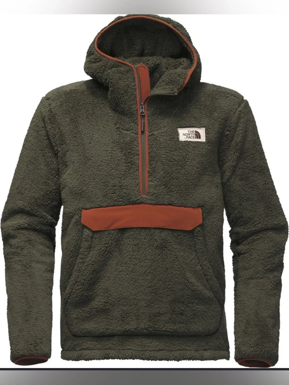 The North Face Campshire Sherpa Fleece Pullover Hoodie Olive Green Medium M